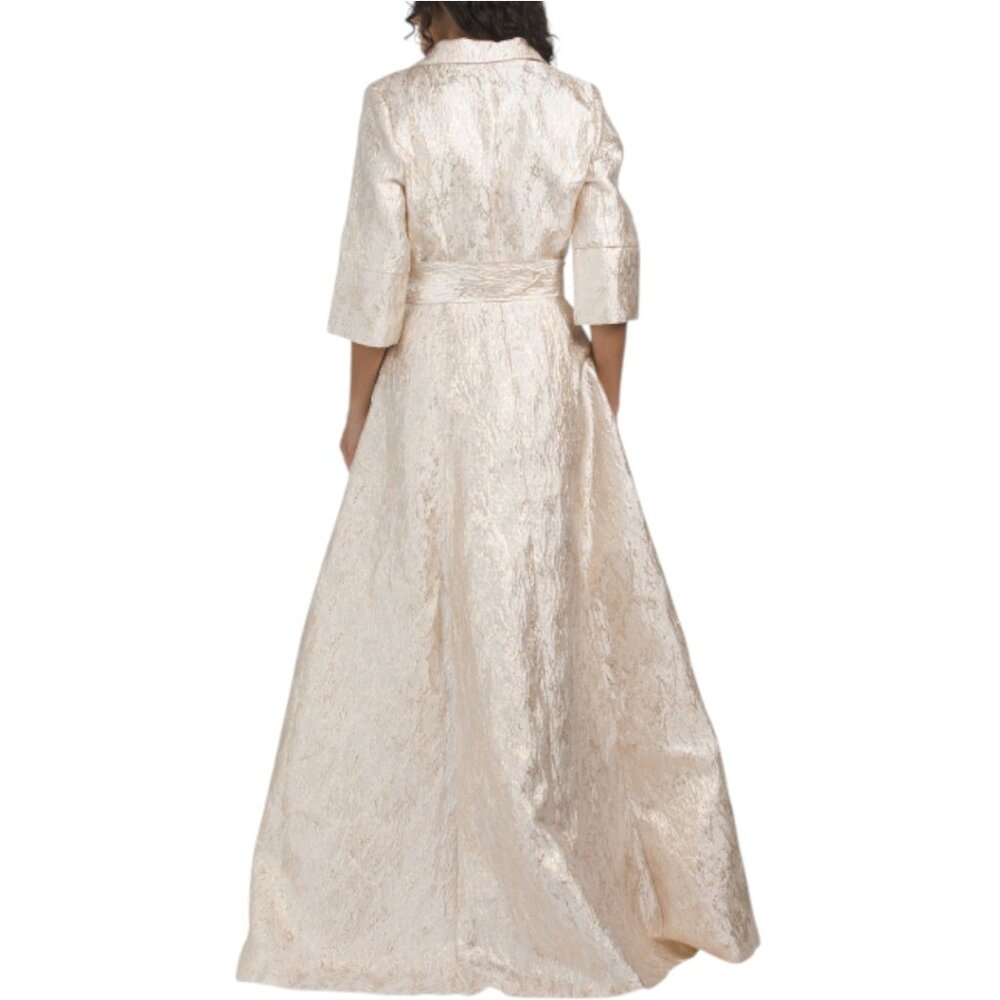RENE BY RENE RUIZ Long Sleeve Tea-length Jacquard Shirt Gown - Picture 2 of 5